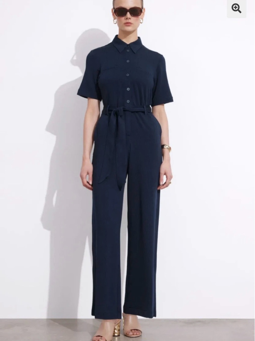 & Other Stories M NWT Tailored Navy Short-Sleeve Jumpsuit